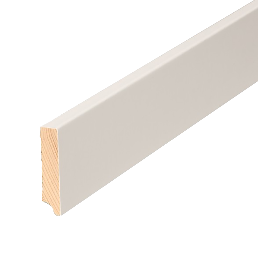 Skirting boards solid Tulip tree white RAL 9010 parallel | 40/12 mm | Edge roundet r=3 mm