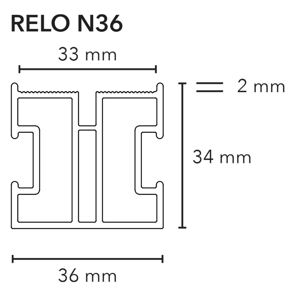 RELO N sous-structure en aluminium | 4000 x 36 x 34 mm