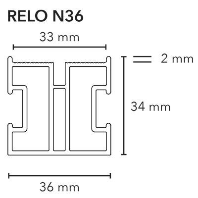 RELO N aluminum substructure | 4000 x 36 x 34 mm