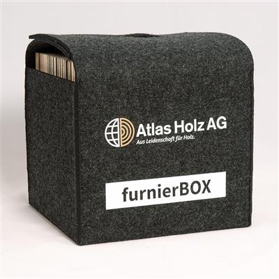 furnierBOX [1] by Atlas Holz AG | Musterbox aus Filz mit 40 Furniermustern